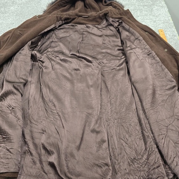 Vintage Utex Jacket Womens 10 Brown Button Up Wool Cashmere Removable Fur Earthy - Picture 6 of 14